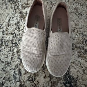 Steve Madden Beige Perforated Slip-Ons